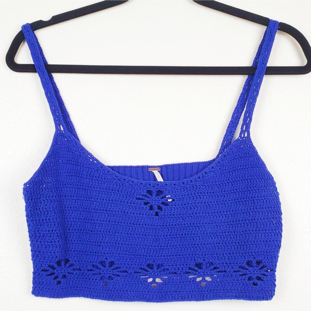 Free People | Boho Perkinette Blue Crochet Top, M